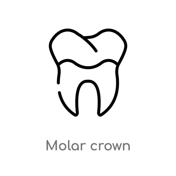 Контур Иконки Вектора Зубной Короны Изолированный Черный Простой Элемент Линии — стоковый вектор