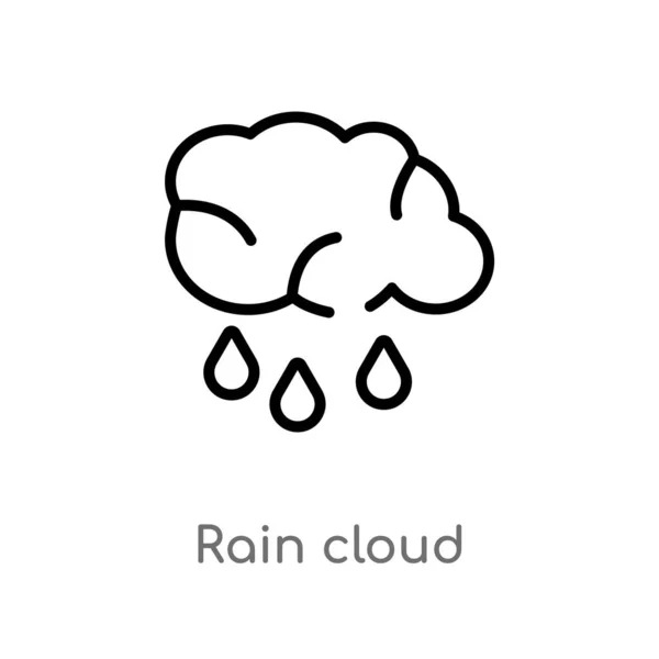 Contorno Nube Lluvia Icono Vector Aislado Negro Simple Línea Elemento — Archivo Imágenes Vectoriales