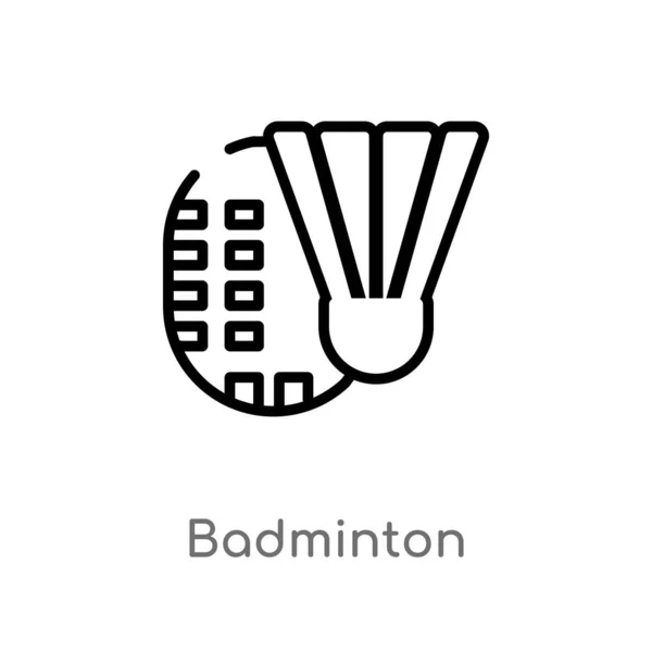 Contorno Icono Vector Bádminton Aislado Negro Simple Línea Elemento Ilustración — Vector de stock