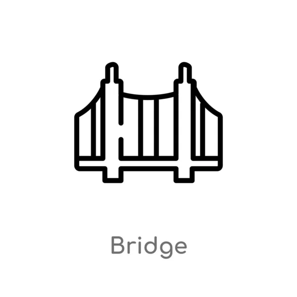 Contorno Icono Vector Puente Aislado Negro Simple Línea Elemento Ilustración — Archivo Imágenes Vectoriales