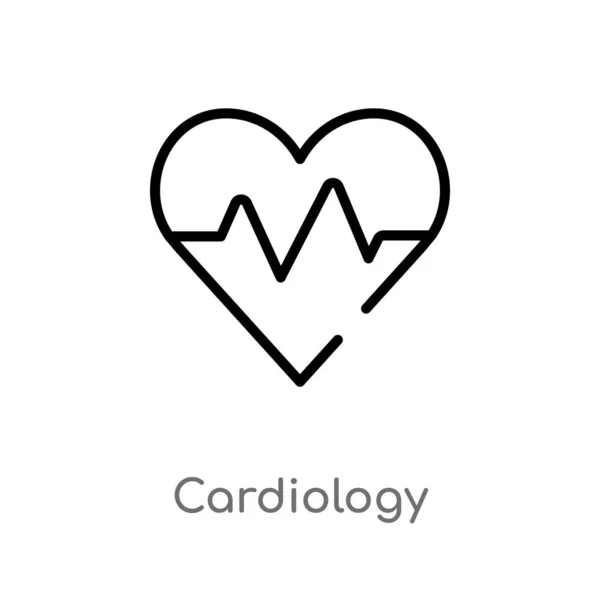 Overzicht Cardiologie Vector Icon Geïsoleerde Zwarte Eenvoudige Lijn Element Illustratie — Stockvector