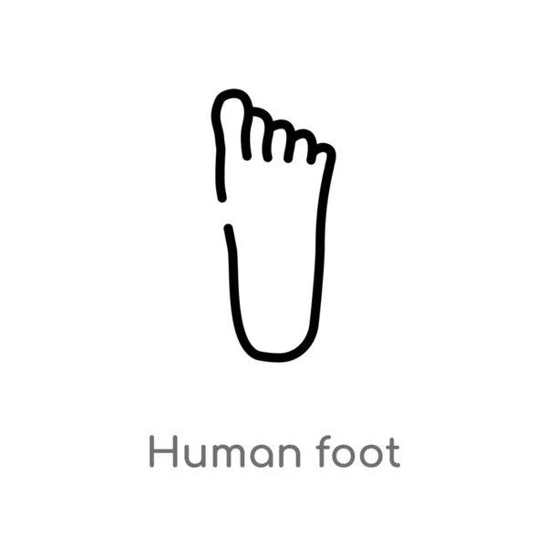 Outline Human Foot Vector Icon Isolated Black Simple Line Element — Stock Vector