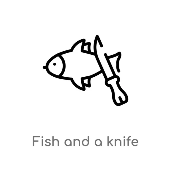 Outline Fish Knife Vector Icon Isolated Black Simple Line Element — Stock Vector