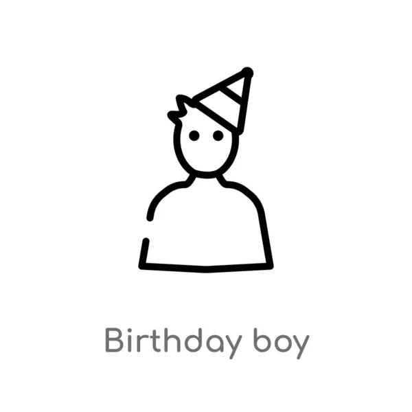 Contorno Icono Del Vector Niño Cumpleaños Aislado Negro Simple Línea — Vector de stock