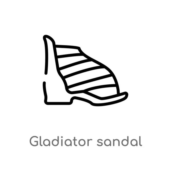 Delinear Ícone Vetor Sandália Gladiador Isolado Preto Simples Ilustração Elemento —  Vetores de Stock