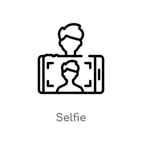 Delinear Ícone Vetor Selfie Ilustração Isolada Elemento Linha Simples Preto — Vetor de Stock