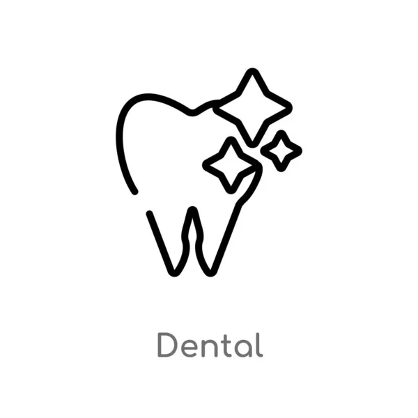 Contorno Icono Del Vector Dental Aislado Negro Simple Línea Elemento — Vector de stock