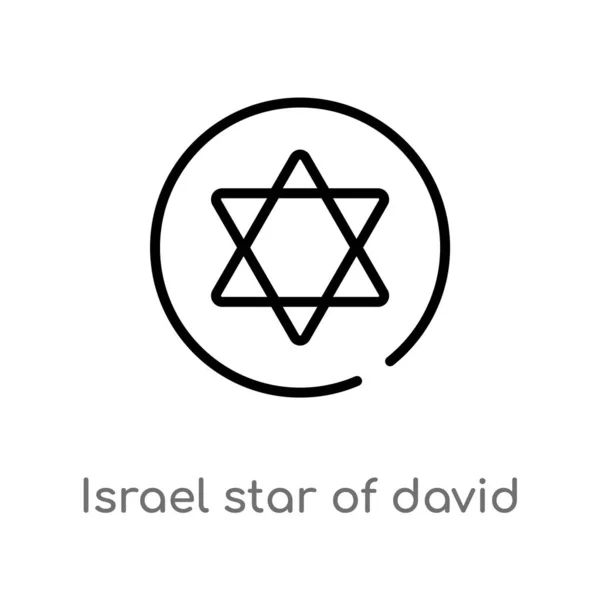 Outline Israel Star David Vector Icon Isolated Black Simple Line — Stock Vector