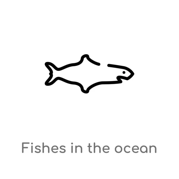 Outline Fishes Ocean Vector Icon Isolated Black Simple Line Element — Stock Vector