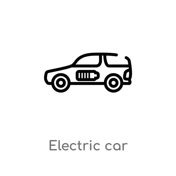 outline electric car vector icon. isolated black simple line element illustration from future technology concept. editable vector stroke electric car icon on white background
