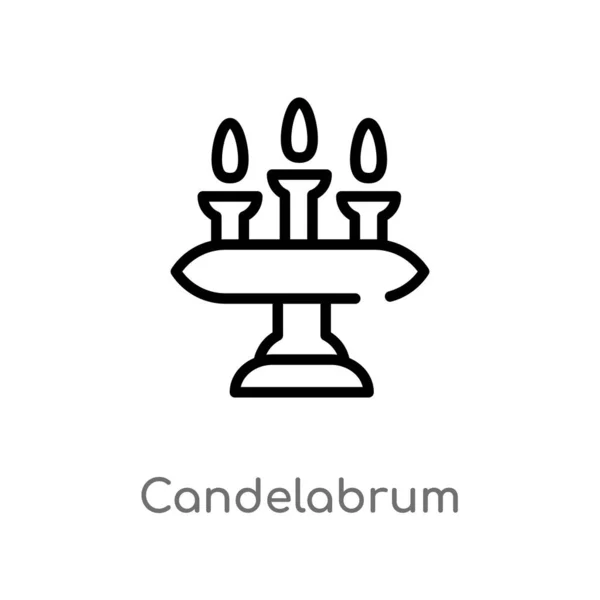 Contorno Icono Del Vector Candelabro Aislado Negro Simple Línea Elemento — Vector de stock