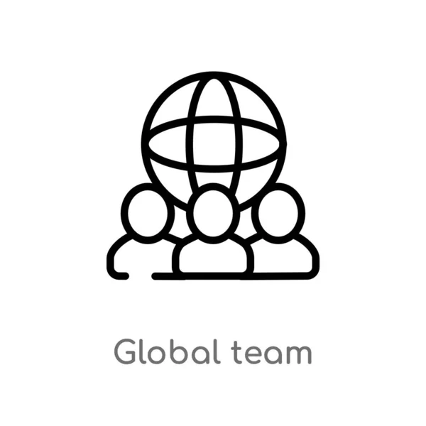 Outline Global Team Vector Icon Isolated Black Simple Line Element — Stock Vector