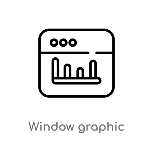 Ikona Vektorové Grafiky Okna Osnovy Izolovaná Černá Jednoduchá Čára Ilustrace — Stockový vektor