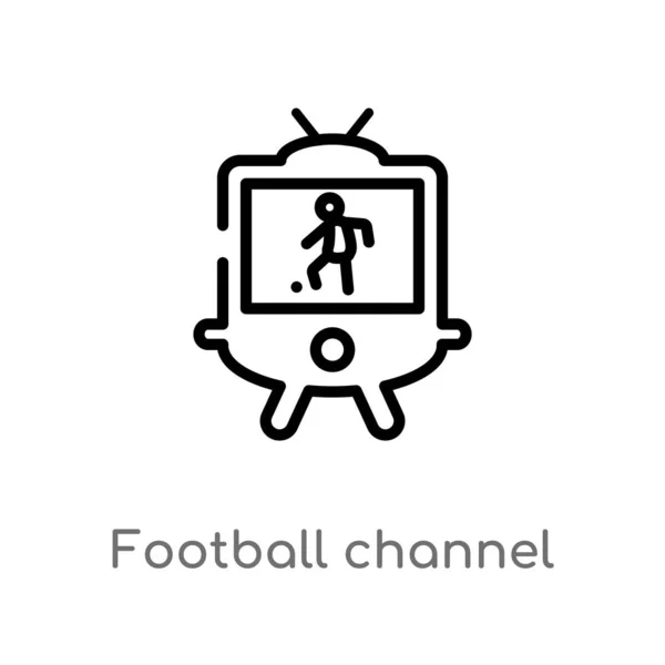 Umreißen Fußballkanal Vektor Symbol Vereinzelte Schwarze Einfache Linie Element Illustration — Stockvektor