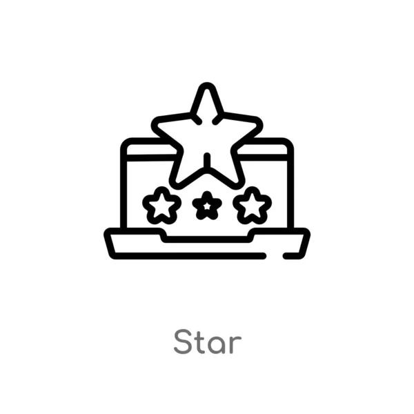 Contorno Icono Vector Estrella Aislado Negro Simple Línea Elemento Ilustración — Vector de stock