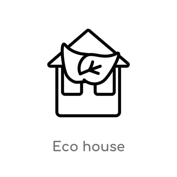 Esboço Eco Casa Vetor Ícone Isoladamente Preto Simples Ilustração Elemento — Vetor de Stock