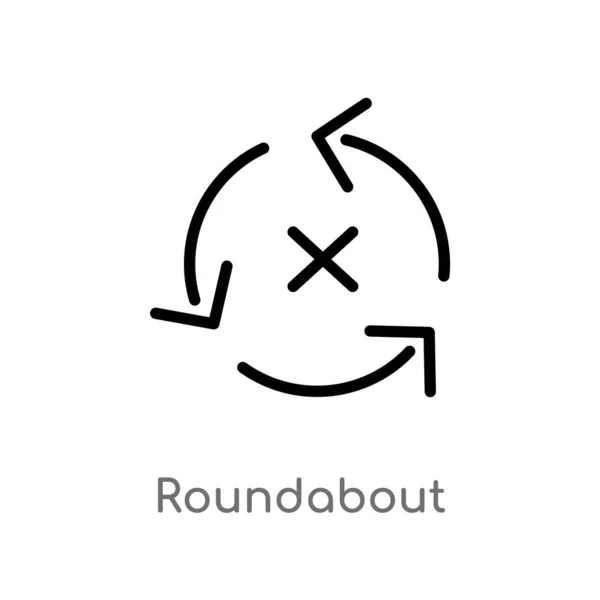 Outline Roundabout Vector Icon Isolated Black Simple Line Element Illustration — Stock Vector