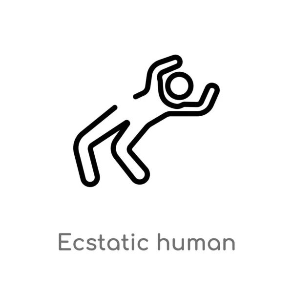 Contorno Icono Extático Vector Humano Aislado Negro Simple Línea Elemento — Vector de stock