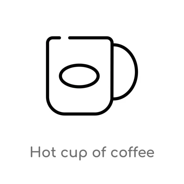 Outline Hot Cup Coffee Vector Icon Isolated Black Simple Line — Stock Vector