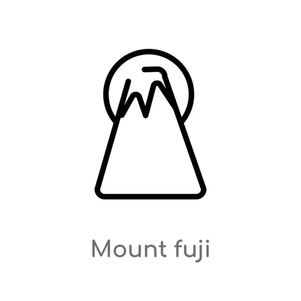 Outline Mount Fuji Vector Icon Isolated Black Simple Line Element — Stock Vector