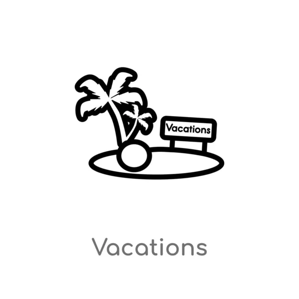 Contorno Vacaciones Vector Icono Aislado Negro Simple Línea Elemento Ilustración — Vector de stock