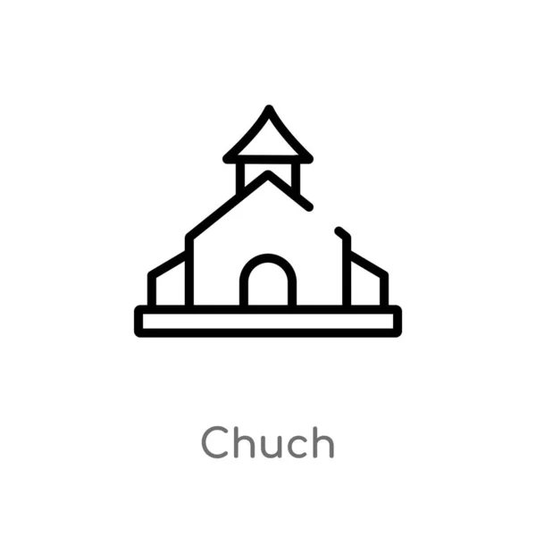 Overzicht Chuch Vector Pictogram Geïsoleerde Zwarte Eenvoudige Lijn Element Illustratie — Stockvector