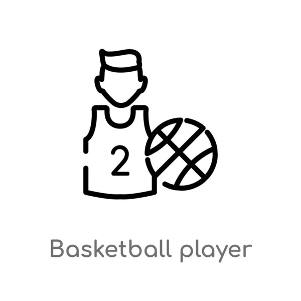 Umreißen Basketballspieler Vektor Symbol Isolierte Schwarze Einfache Linie Element Illustration — Stockvektor