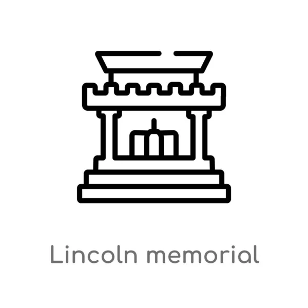 Ikona Pamětní Vektorovou Ikonou Lincolna Izolovaný Černý Jednoduchý Řádek Ilustrace — Stockový vektor