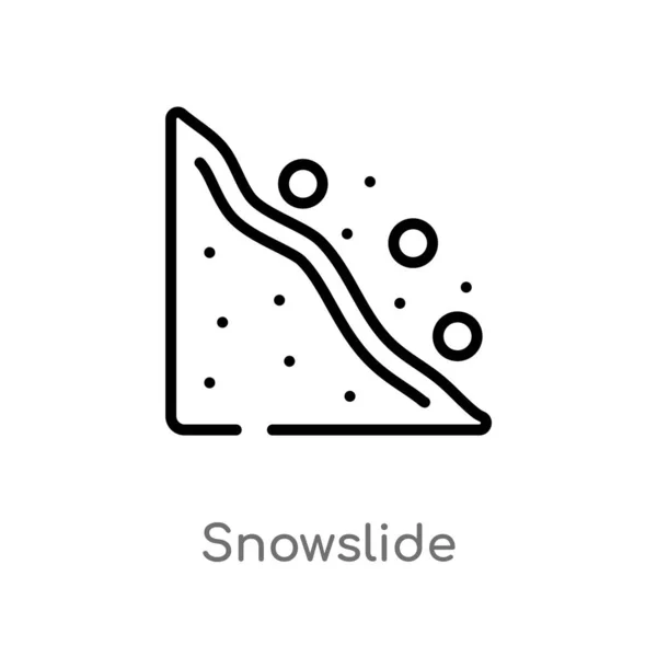 Contorno Del Icono Vector Deslizamiento Nieve Elemento Línea Simple Negro — Archivo Imágenes Vectoriales