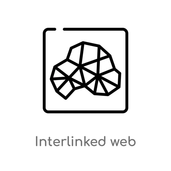 Ikona Propojeným Webovým Vektorovým Vektorem Izolovaný Černý Jednoduchý Řádek Ilustrace — Stockový vektor