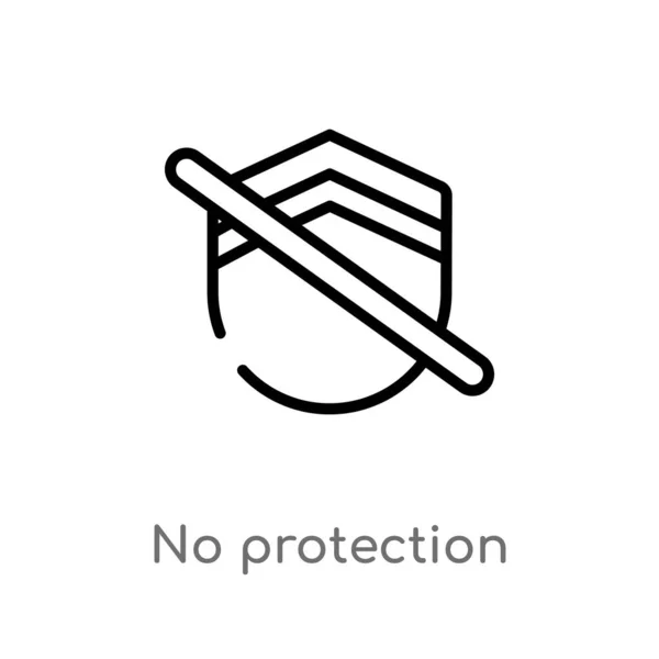 Delinear Nenhum Ícone Vetor Proteção Ilustração Elemento Linha Simples Preto —  Vetores de Stock