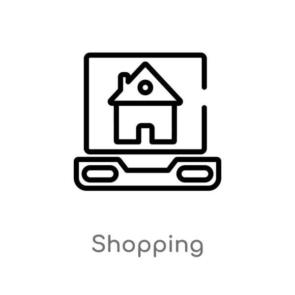 Contorno Icono Del Vector Compras Elemento Línea Simple Negro Aislado — Vector de stock