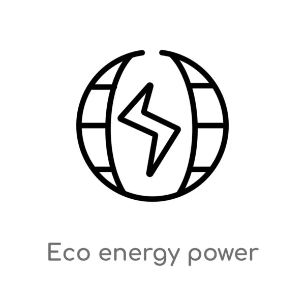 Overzicht Eco Energie Power Vector Pictogram Geïsoleerde Zwarte Eenvoudige Lijn — Stockvector
