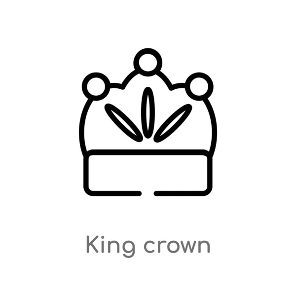 Overzicht Koning Kroon Vector Icoon Geïsoleerde Zwarte Eenvoudige Lijn Element — Stockvector