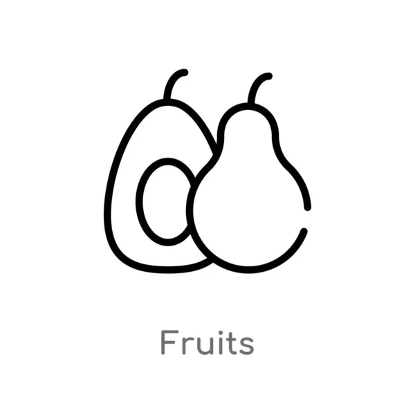 Umreißen Früchte Vektorsymbol Isolierte Schwarze Einfache Linie Element Illustration Aus — Stockvektor