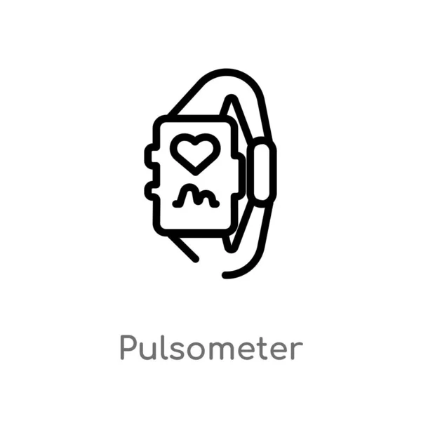 Outline Pulsometer Vektor Ikon Izolált Fekete Egyszerű Vonal Elem Illusztráció — Stock Vector