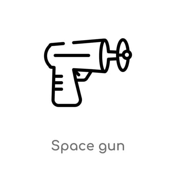 Contour Espace Pistolet Vecteur Icône Illustration Isolée Élément Ligne Simple — Image vectorielle