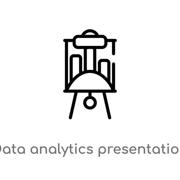 Contorno Analítica Datos Icono Pantalla Presentación Vector Elemento Línea Simple — Archivo Imágenes Vectoriales