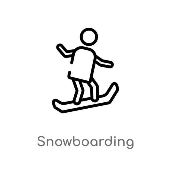 Contorno Snowboard Vector Icono Aislado Negro Simple Línea Elemento Ilustración — Archivo Imágenes Vectoriales