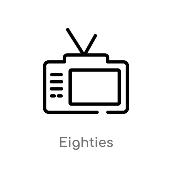 Schets Tachtig Vector Icoon Geïsoleerde Zwarte Eenvoudige Lijn Element Illustratie — Stockvector