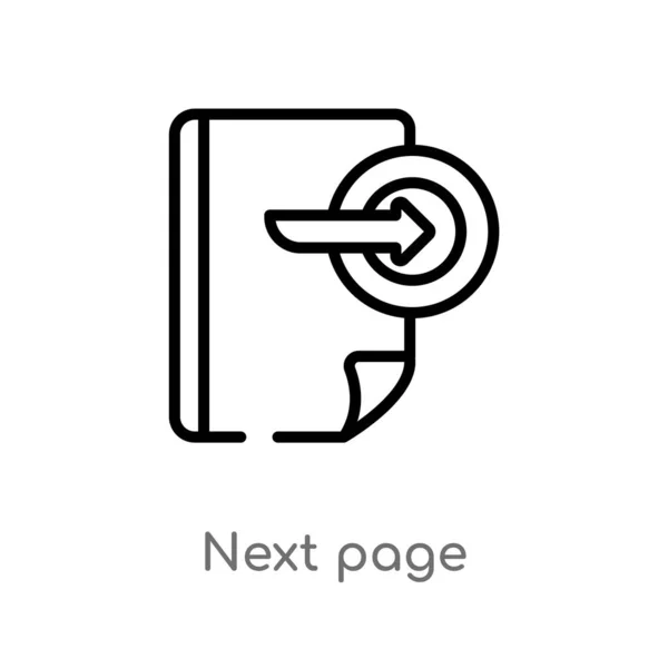 Delinear Ícone Vetor Próxima Página Ilustração Elemento Linha Simples Preto — Vetor de Stock