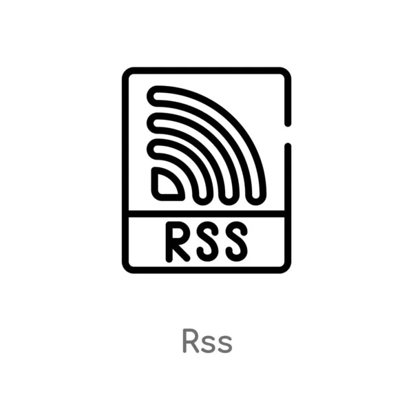 Outline Rss Vector Icon Isolated Black Simple Line Element Illustration — Stock Vector