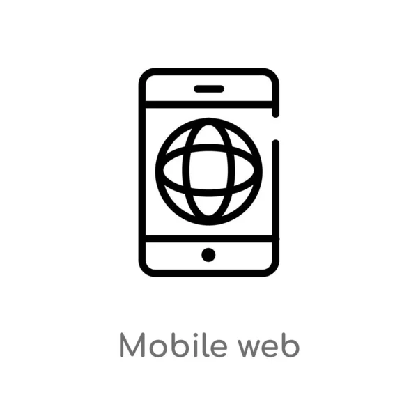 Umreißen Mobile Web Vektor Symbol Vereinzelte Schwarze Einfache Linie Element — Stockvektor