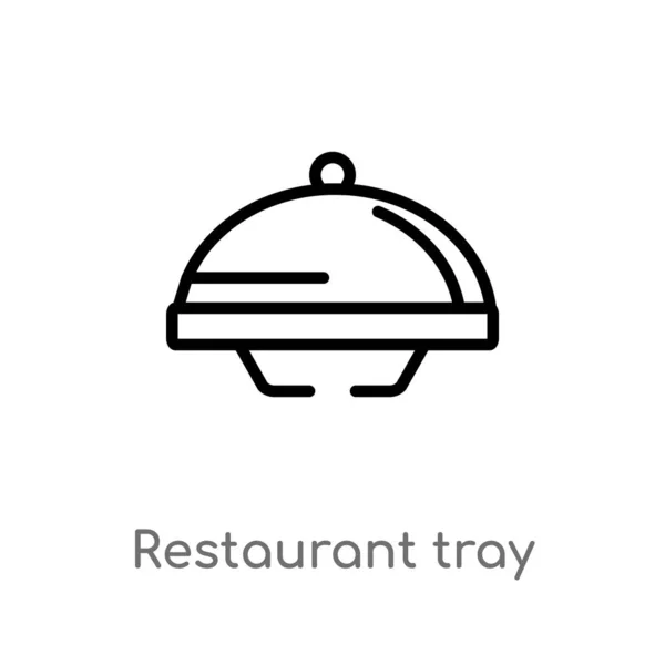 概述餐厅托盘矢量图标 查出的黑简单的线元素例证从旅馆和餐馆概念 可编辑的矢量行程餐厅托盘图标在白色背景 — 图库矢量图片