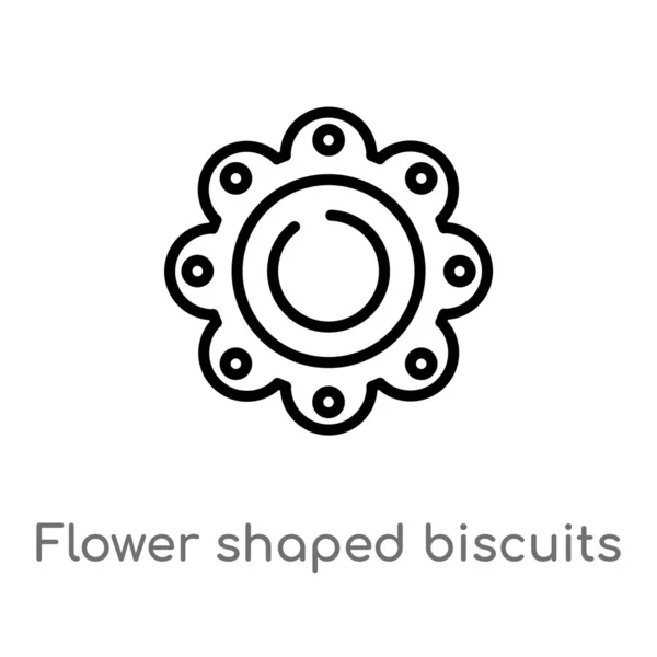 Contour Biscuits Forme Fleur Icône Vectorielle Illustration Isolée Élément Ligne — Image vectorielle