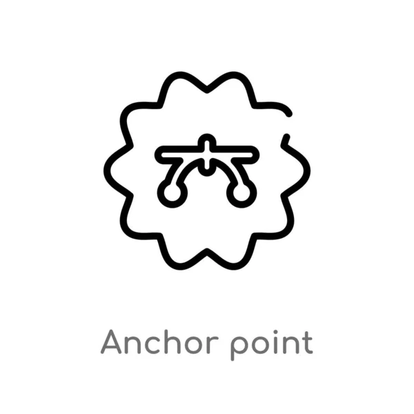 Outline Anchor Point Vector Icon Isolated Black Simple Line Element — Stock Vector