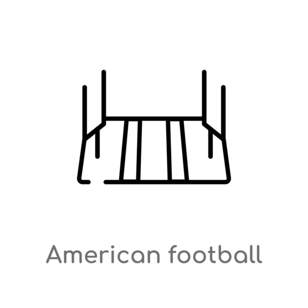 Outline American Football Stadium Vector Icon Isolated Black Simple Line — Stock Vector