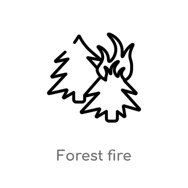 Overzicht Forest Fire Vector Icon Geïsoleerde Zwarte Eenvoudige Lijn Element — Stockvector