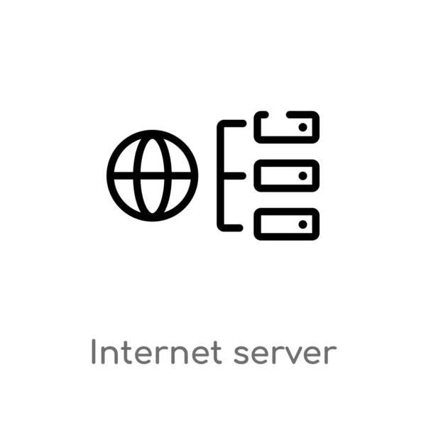 概述互联网服务器矢量图标 从计算机概念中分离出黑色简单线元素插图 白色背景上的可编辑矢量描边互联网服务器图标 — 图库矢量图片