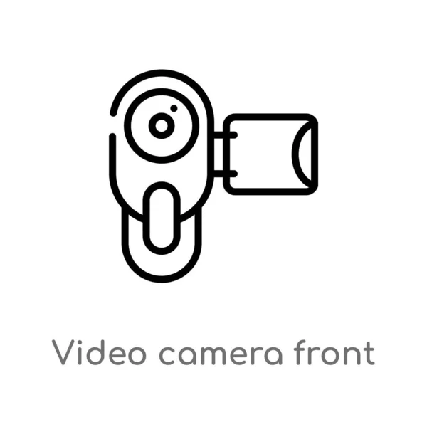 Outline Video Camera Front View Vector Icon Isolated Black Simple — Stock Vector